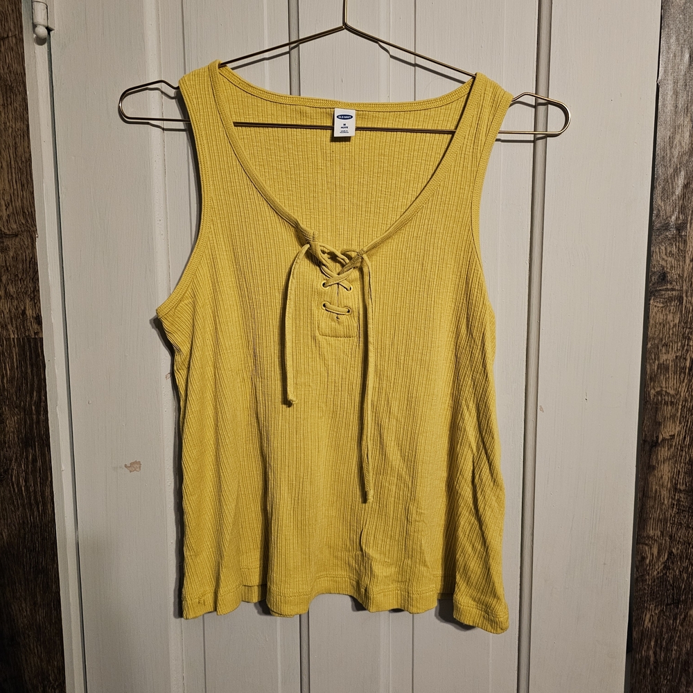 Old Navy Yellow Ribbed Lace-Up Tank